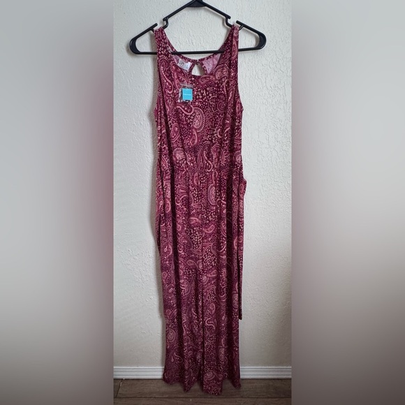 Maurices Paisley Jumpsuit in Burgundy and White - Picture 1 of 3